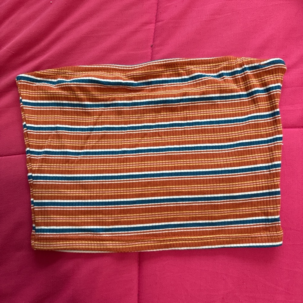 Striped Tube Top in Orange and Blue